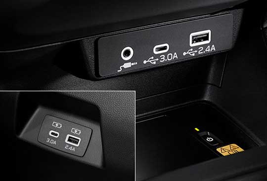 CROSSTREK 2.0i-S Executive: USB porty (typu A a C) (vpředu a vzadu)